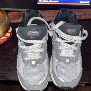 New Balance Kids' Light Gray and Black Sneakers